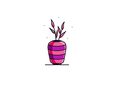 Vase artwork cute flat flat icon geometric graphic icon illustration leaf leaves line art line work monoline outline plant potted plant procreate purple shapes vector