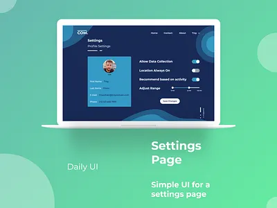 Design for a settings page. adobe adobe xd dailies daily ui daily ui 007 design page design settings settings page ui ux ui webpage website website design wireframe wireframe page