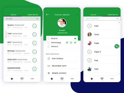 Phone Contact App android app applause application call app card contact design icon app mobile app phone app ui ux whatsapp