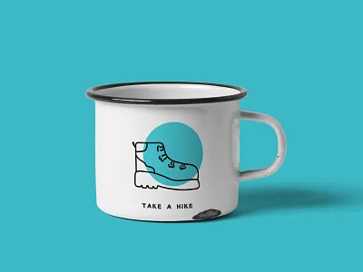 Metal Mug Blue camping illustration mug