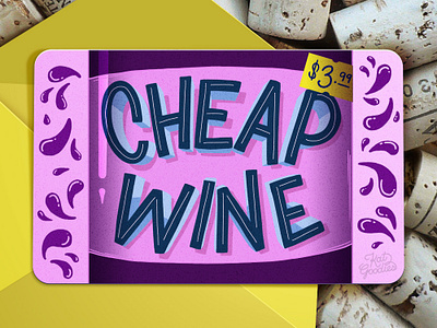 Cheap Wine custom type gift card gift cards gift certificate hand drawn type illustration lettering lettering artist type typography wine wine bottle