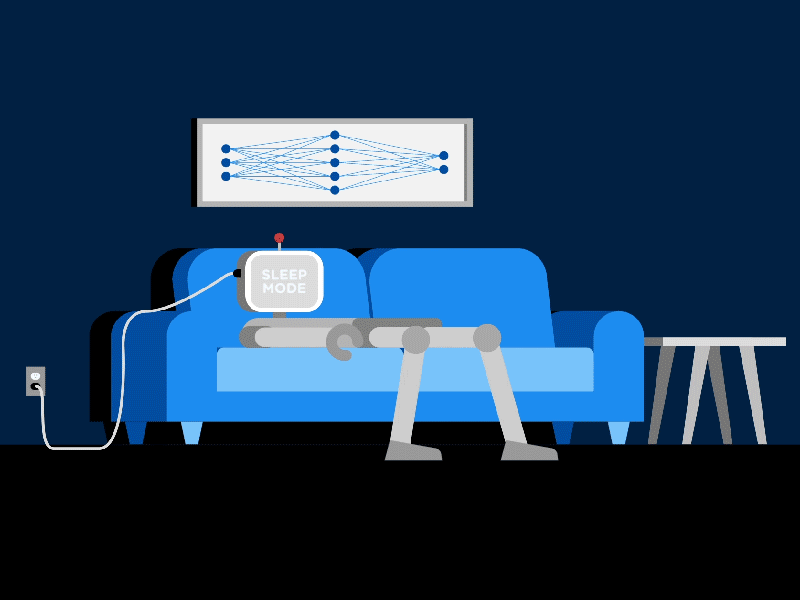 Do Androids Dream of Electric Sheep? ai animation flat illustration isometric jump robot sheep vector