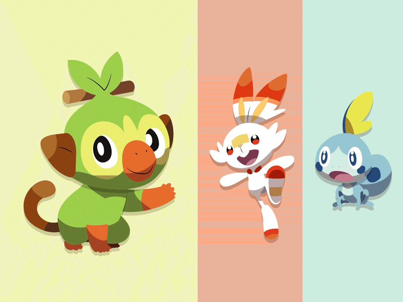 Pick a Pokemon! adobe after effects adobe illustrator after effects design flat design grookey illustration motion graphic pokemon scorbunny sobble vector vector art vector illustration