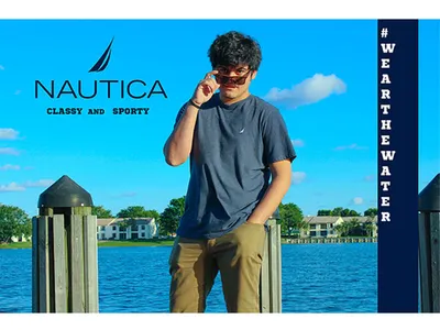 Mock Nautica ad advertisement brand design flat graphic design mock nautica photograhy poster typography