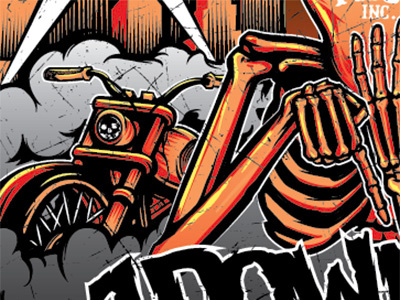 1 down 4 up bikes branding design designer drawing hands harley davidson identity illustrate illustration illustrator lettering motorcycles motorsport motorsports skeletal skull art vector wacom xgames