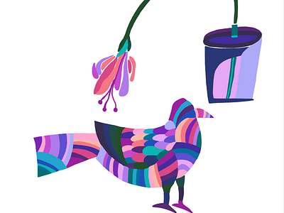 Bird and a pot advertising applications branding colourful corporate design digital painting illustration nature painting vector