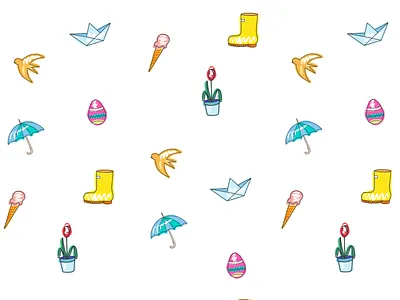 Spring doodle bird doodle doodles easter egg ice cream icons illustration ipad pattern procreate spring texture tulip umbrella wellingtons