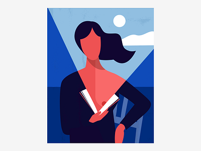 Reading book character design drawing handmade illustration illustrator moon posca reading sea vector woman