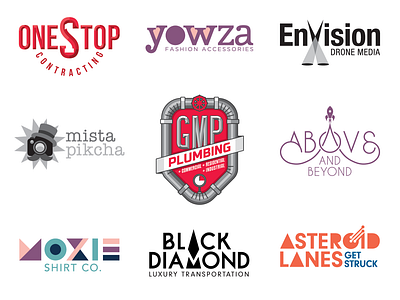 Logo Collection 3 brand branding contracting drone icon identity lettermark logo mark media photography plumbing visual wordmark