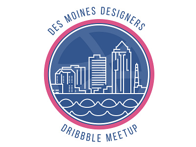 Des Moines Dribbble Meetup blue brand branding bridge circle city cityscape des moines design dribbble iowa logo meetup meetups outline outline icon outline icons outline logo pinkk water