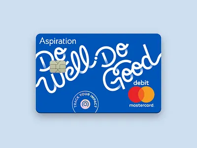 Freshly minted debit cards blue branding debit card fintech impact mastercard script lettering simple