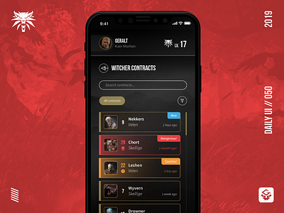 Witcher Job Listing | #dailyui 050 050 app dailyui design game geralt illustrator interface job listing page mobile page the witcher ui vector web witcher