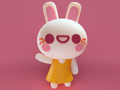 Amber 3d bunny cgi character cute design illustration maxon photoshop render