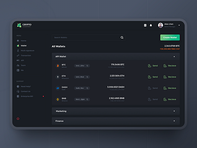 Crypto Custody asset clients crypto interface services ui web