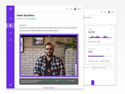 Concept recruitment by using video [WIP] dashboard design icon layout ui ui design uiux user interface ux vector web web design