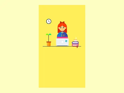 working on desk illustration