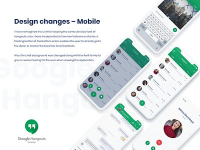 Google Hangouts Redesign adobe animation app branding chat app consept design google hangouts message app mobileapp uiux xd