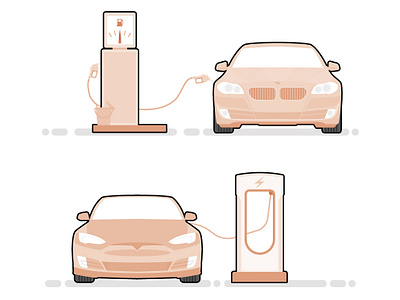 Gas Vs Electric car design electric car flat illustration infographic tesla vector web
