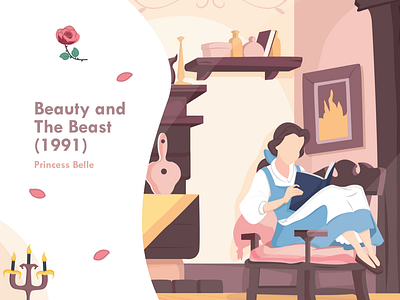 Belle adobe illustrator art beauty and the beast belle book cartoon character design design disney fanart illustration illustrator landscape movie vector