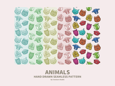 Hand-drawn Seamless Pattern : Animals animals background cat chicken children colorful cow cute design dog handdrawn horse icons illustration pattern pig seamless sheep vector wallpaper