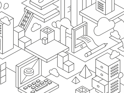 Cloud Isometry composition creative studio design illustration isometric isometric design layout vector