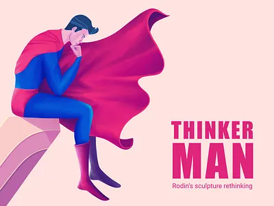 Thinker Man color comic design illustration procreate