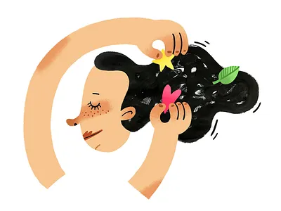 Spring girl illustration spring