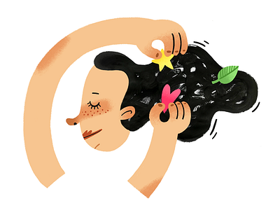 Spring girl illustration spring