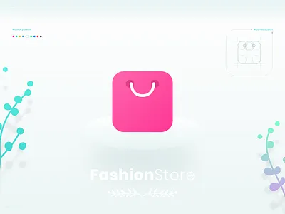 Shopping Bag / Logo - FashionStore app design app icon bag branding cart color palette creative e commerce fashionstore flat design idendity logo logo construction mark minimal design shopping app shopping bag typography uikit ux ui