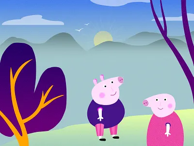 Peppa Pig illustration illustration art peppa pig vector scenary tree vector vector illustration vector tree