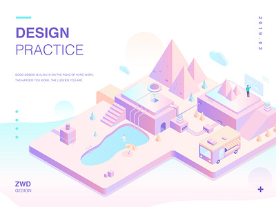 2.5d illustration exercise app design illustration ui web