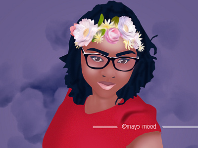 Ife Aina-Badejo african aina badejo art black cartoon charachter design design digital painting digital portrait flower crown geek girl character girl illustration glasses illustration mayomeed mayomide nerd nigeria photoshop