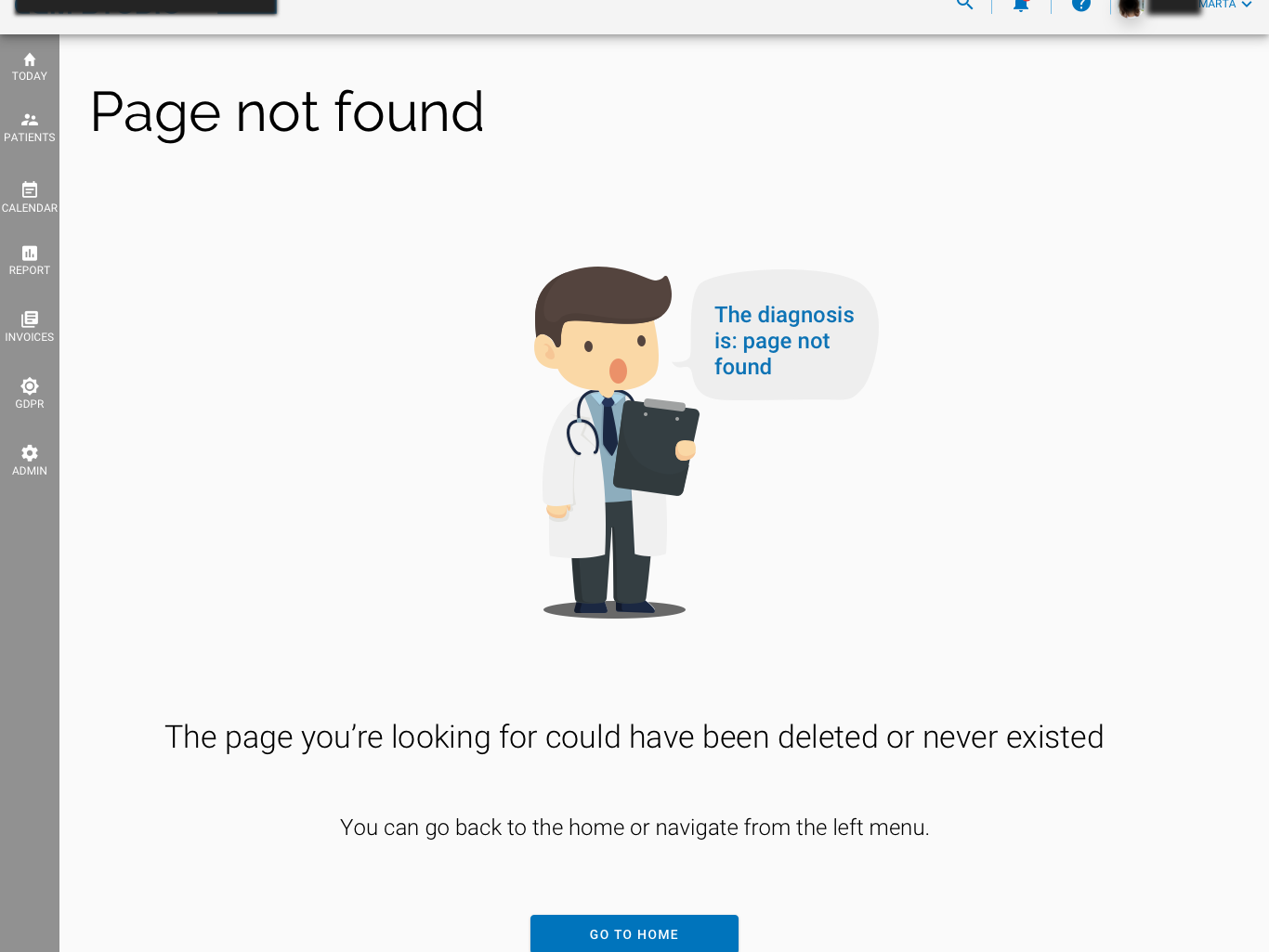 Example of 404 page in EHR
