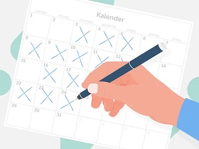 Crossing it off adobe calendar debut design drawing flat hand illustration illustrator infographic vector