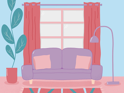 pastel living digital illustration home illustration interior design interior inspiration living room lounge room pastel procreate room decor