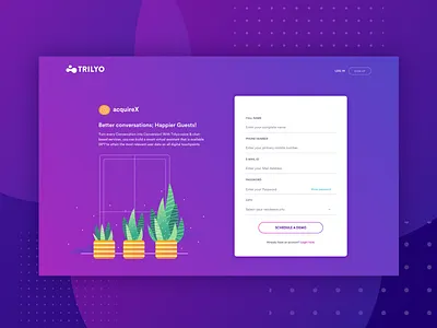Trilyo : Website Design bangalore brand development communication conversion design design studio growth plant illustration sign in page sign up form studio unlost ui ui ux design uidesign ux ux ui design vector