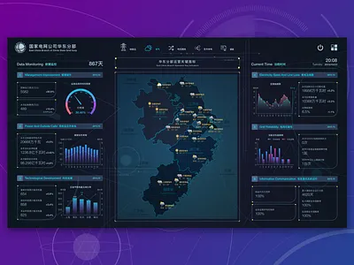 East China Power Grid Visual Product Design02 backstage bi big screen chart dashboard data design display electric power gis hud interface map ue ui ui design ux visualization web