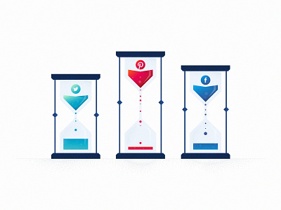 Social Media canva content design facebook glass hour hourglass illustration pinterest social social media time twitter ui vector