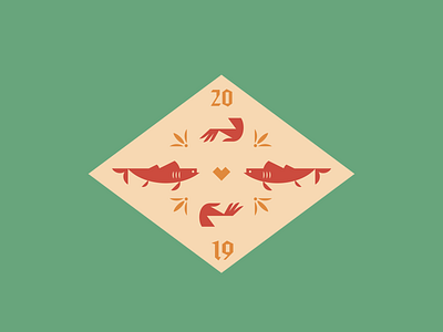Wedding Badge animal badge brand identity crest fish hand heart illustration logo marriage wedding invitation wedding invite