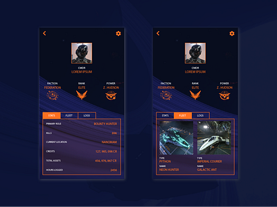 User Profile - Daily UI 006 dailyui design elite dangerous gamer games gaming gaming app gaming logo mobile app ui uidesign user profile ux