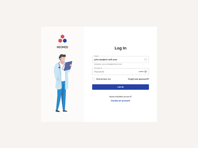 Log In Med App account creation app application illustration interface login login design login form medical medical app sign in sign in page ui ux web