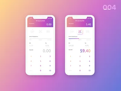DailyUI004 004 app calculator dailyui design gradient icon numbers tips ui ux
