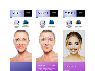 Yofimed Mobile cosmetic procedures mobile design product design startup uxui yofimed