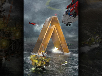 Stormy Seas illustration montage photoshop poster
