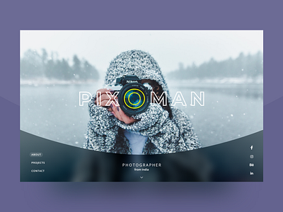 Pixoman website branding design india minimal photographer portfolio uipractice website concept