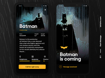 Daily UI #011 - Flash Message (Success) app branding batman comics dailyui flash message hero sos success message superhero ui user interface design ux visual design