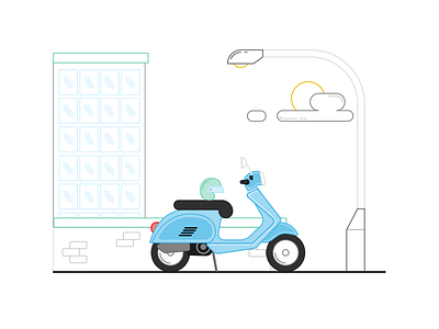 Vespa Empty State illustration motorbike ui vector