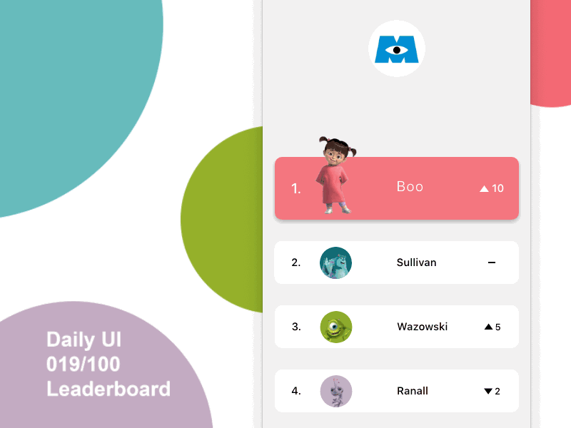 Daily UI 019 Leader Board dailyui019 dailyui100 leaderboard