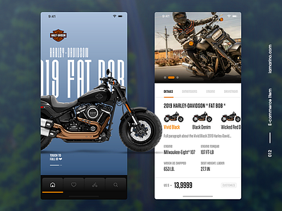 Daily UI #012 - Single Product bike design ecommerce harley davidson single item single product store app typography ui user interface design ux visual design