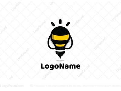 Beebulb logo for sale bee bulb buzz creative honey honeybee honeycomb idea inspiration inspirational light light bulb logo logo 2d logo design smart